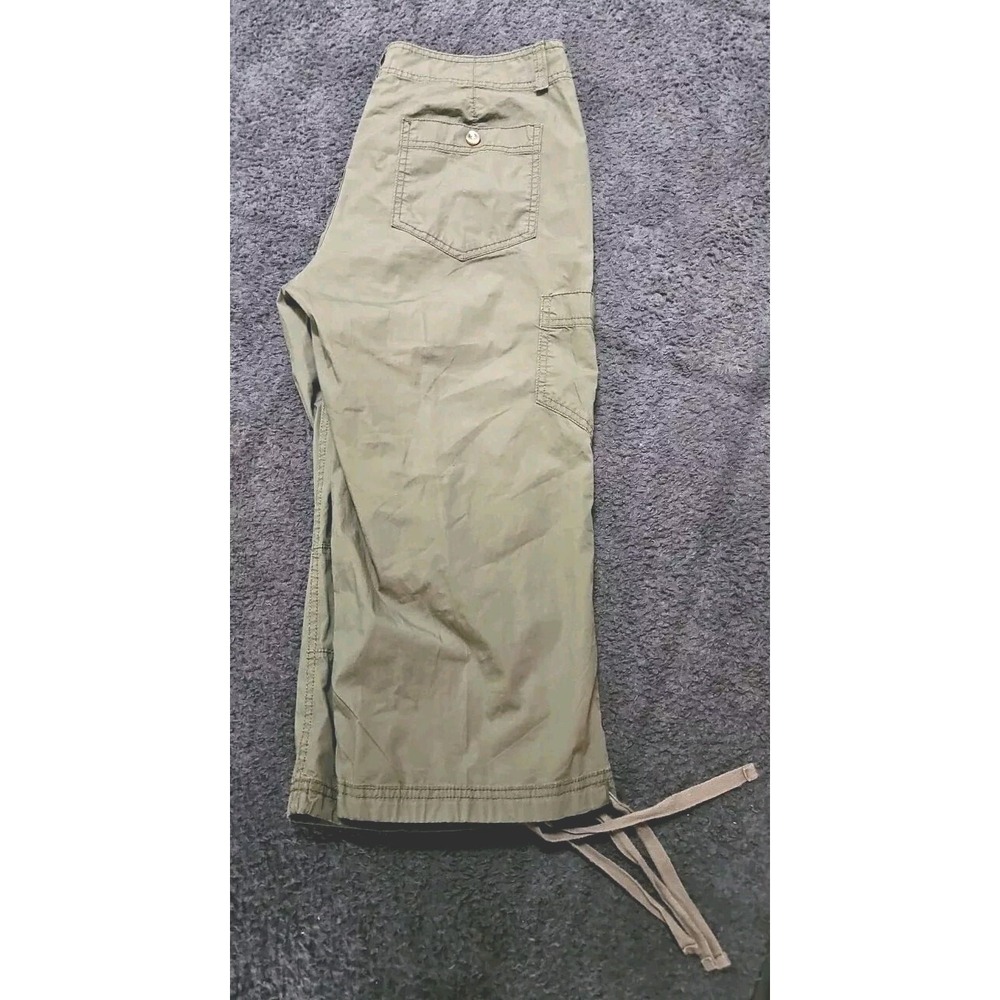 New 12 34x21 DOCKERS Levi Pants Cropped Cargo Sage Green Drawstring Capris 5 Pkt
